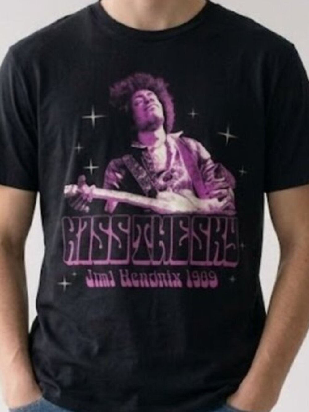 Jimi Hendrix Kiss The Sky 1969 Band Tee Ripple Junction Black T-shirt Men's XL